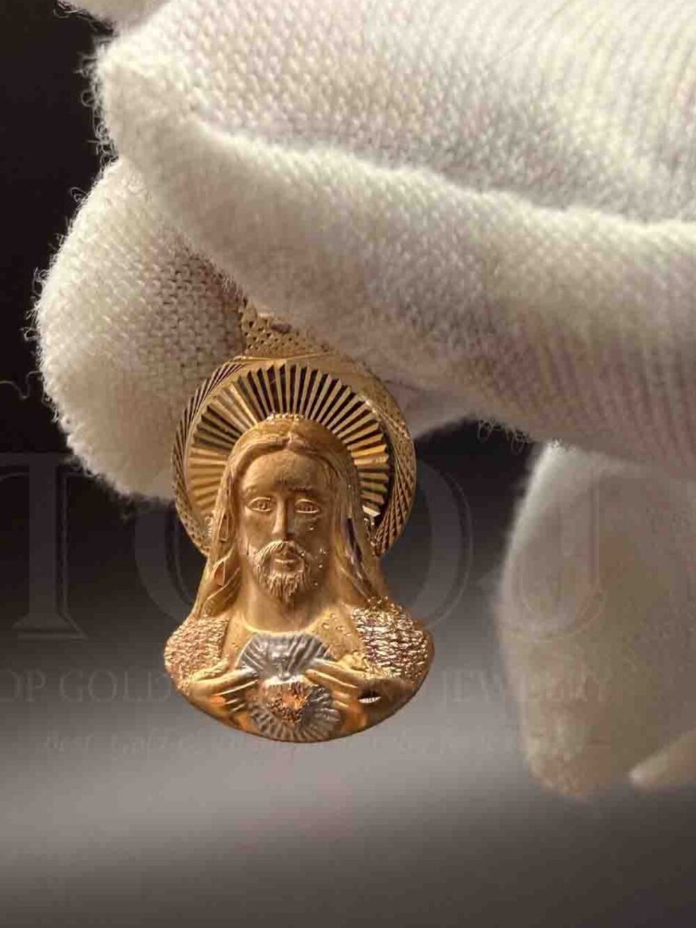 14K Two Tone Gold Religious Stamp Pendant